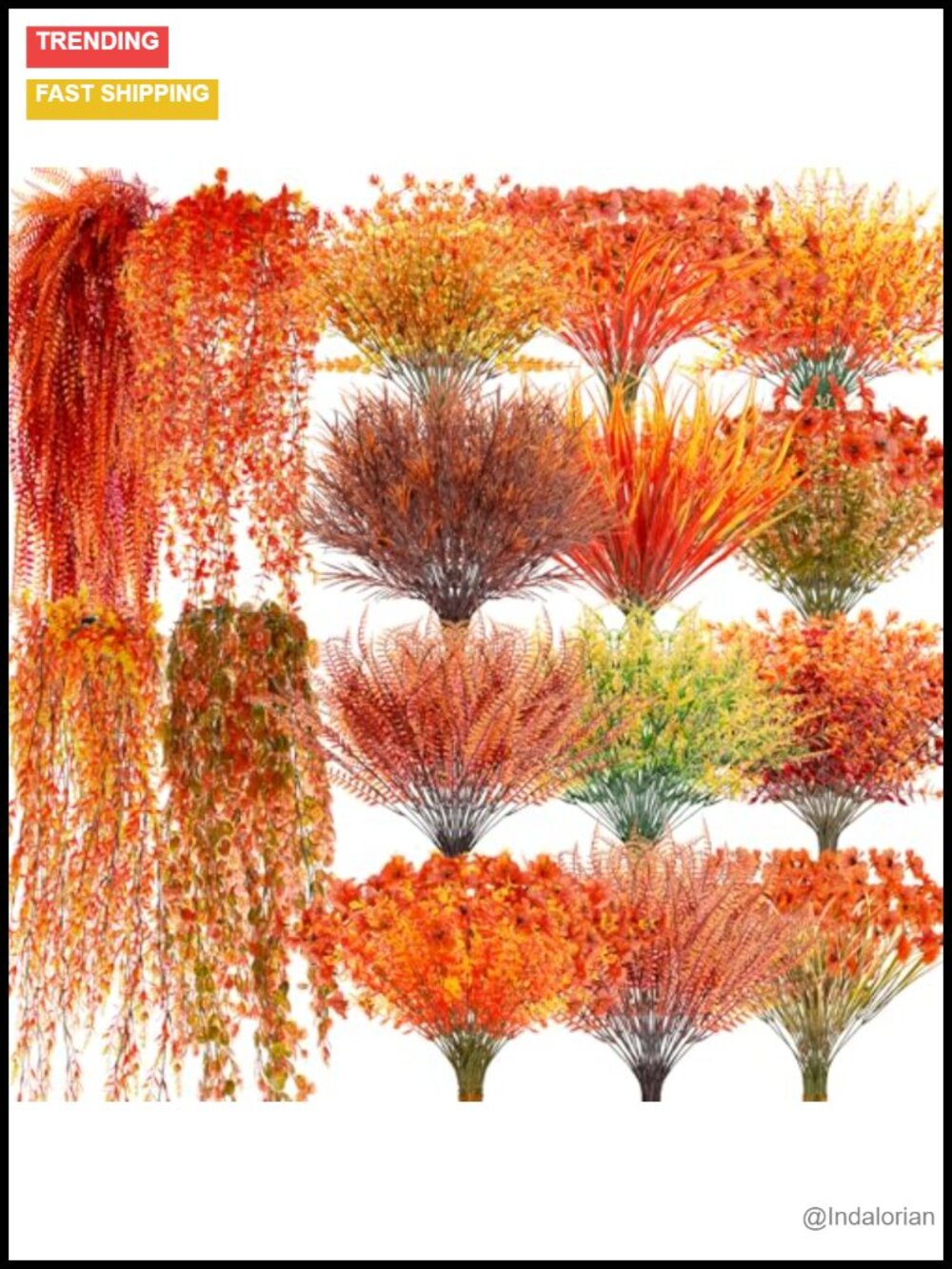 32 Bundles Artificial Fall Flowers Plastic UV Resistant Outdoor Decor